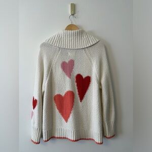 Maeve Heart Cardigan Sweater - White with Red and Pink Accents MP